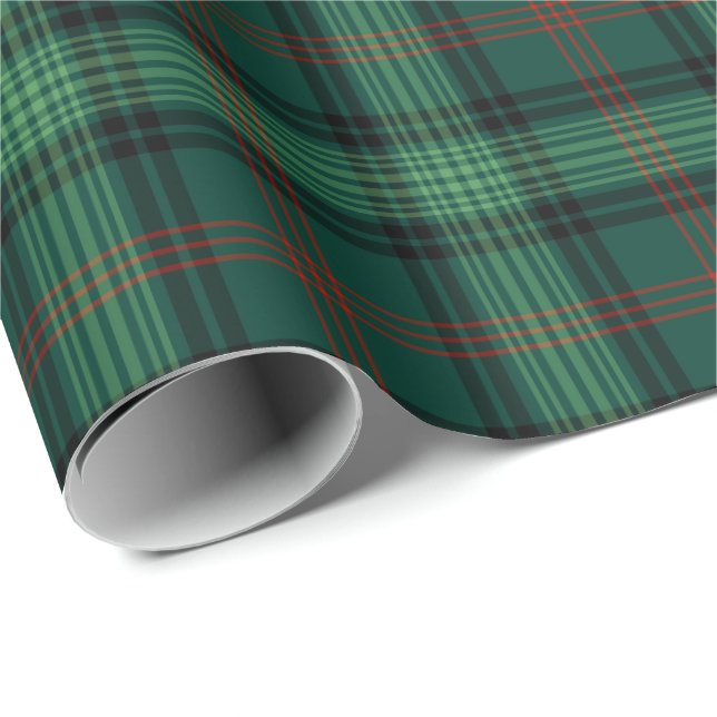 Papier Cadeau Clan Ross Chasse Tartan Green Plaid (Coin rond)