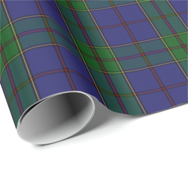 Papier Cadeau Clan Strachan Blue Green Red Tartan écossais (Coin rond)