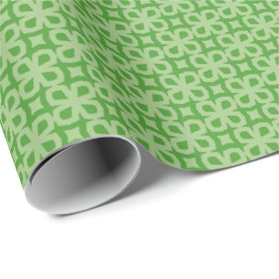 Papier Cadeau Clapet minimaliste vert géométrique à quatre feuil