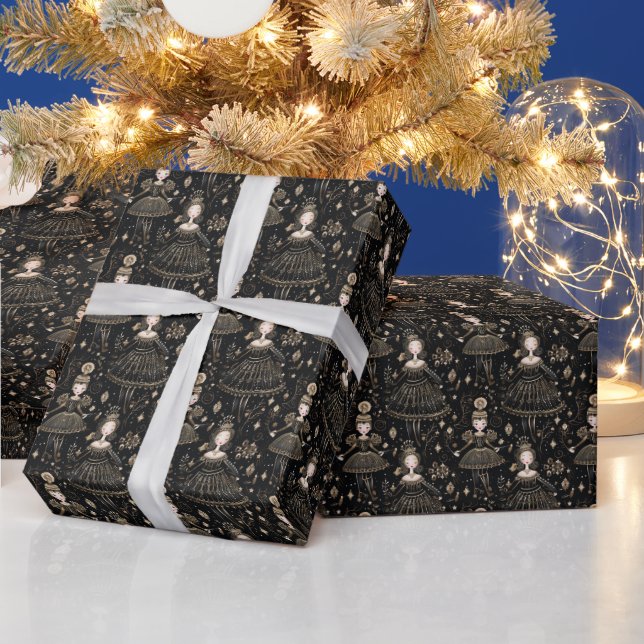 Papier Cadeau Clara Enchantant, Black Nutcracker Ballet (Vacances)