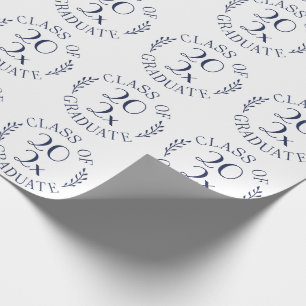 Papier Cadeau Classe de 2024 Graduate Chic Navy White Typographi