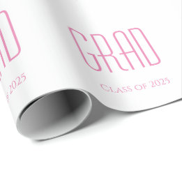 Papier Cadeau Classe de 2025 Graduation Simple Pink Typographie