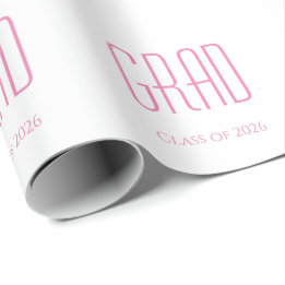 Papier Cadeau Classe de 2025 Graduation Simple Pink Typographie