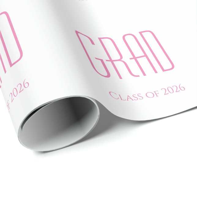 Papier Cadeau Classe de 2025 Graduation Simple Pink Typographie (Coin rond)