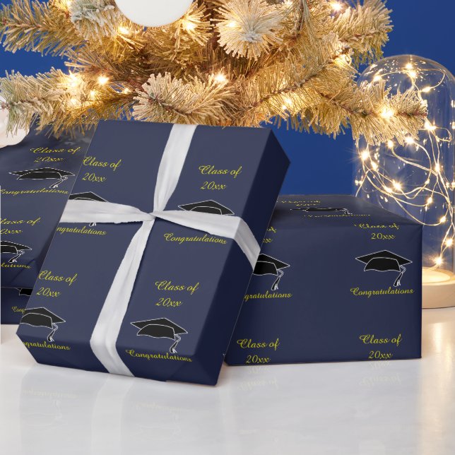 Papier Cadeau Classe de 20xx Blue Gold Graduation Enveloppe cade (Vacances)