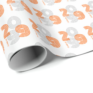 Papier Cadeau Classe de grands nombres rétro Orange