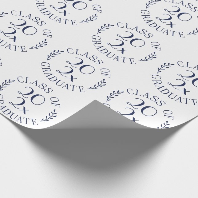 Papier Cadeau Classe de l'année Diplômé Chic Marine Typographie  (Coin)