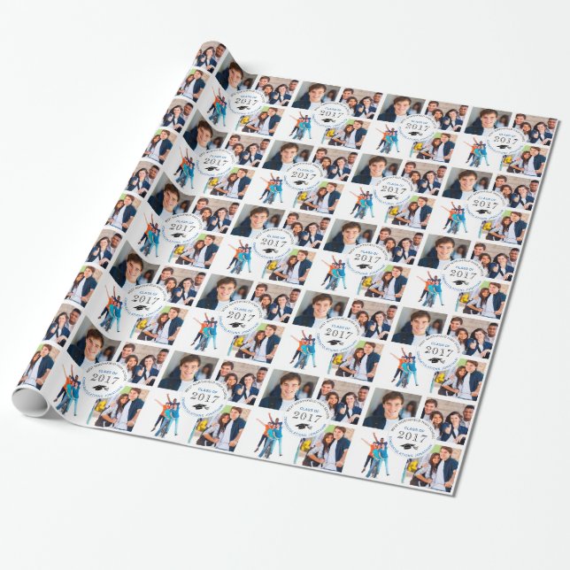 Papier Cadeau Classe du collage 2017 de photo d'obtention d'un (Déroulé)