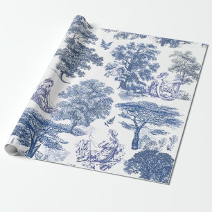 Papier Cadeau Classé élégant Rustic Blue Country Toile