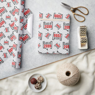 Papier Cadeau Classe rouge Année discours bulle