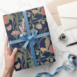 Papier Cadeau Classic Bleu Art Nouveau Motif Floral