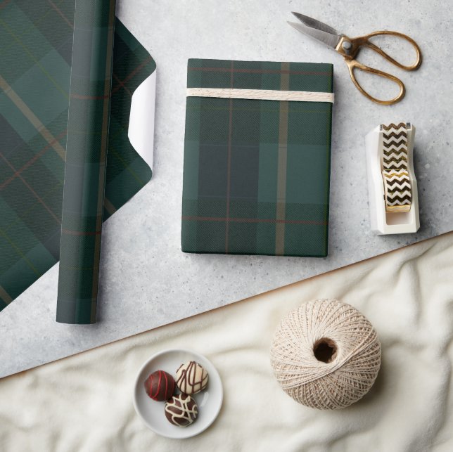Papier Cadeau Classic Dark Green Tartan Plaid  (Artisanat)