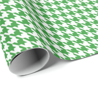 Papier Cadeau Classic Green and White Houndstooth Pattern