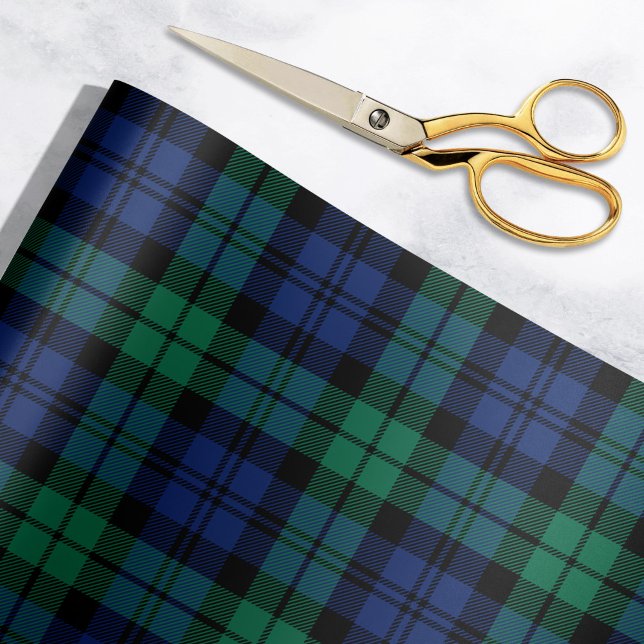 Papier Cadeau Classic Green et Blue Black Watch Plaid Holiday (Créateur téléchargé)
