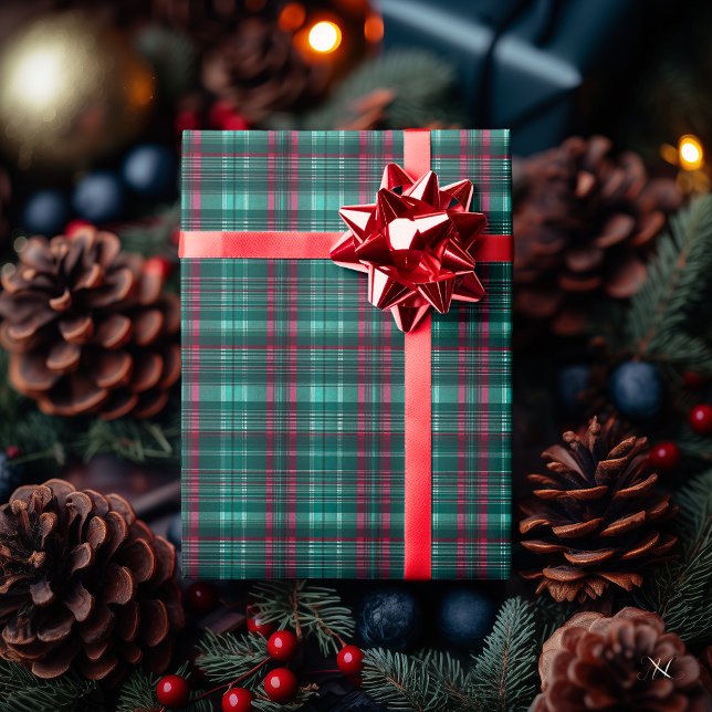 Papier Cadeau Classic Green et Red Plaid Motif - Festive (Créateur téléchargé)