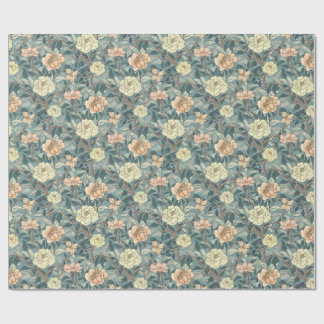Papier Cadeau Classic Heirloom Flowers on Dusty Teal