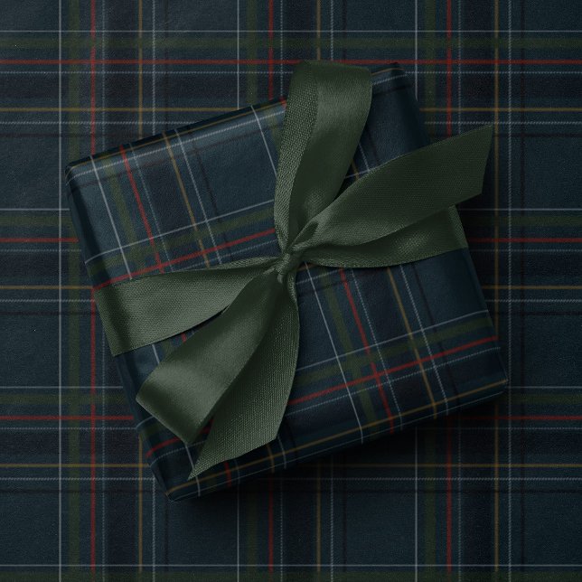 Papier Cadeau Classic holiday plaid stylish navy Christmas (Créateur téléchargé)