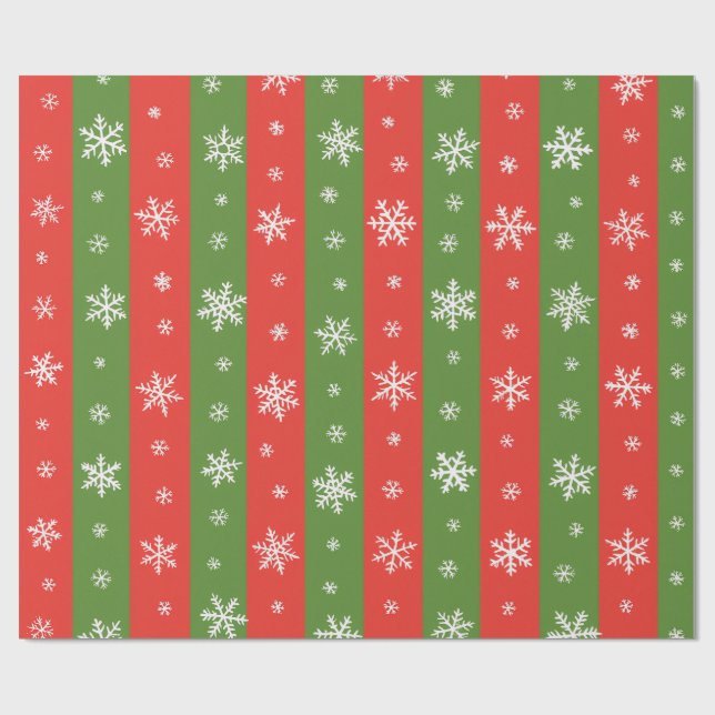 Papier Cadeau Classic Holiday Stripes - Noël Rouge et Vert (Plat)