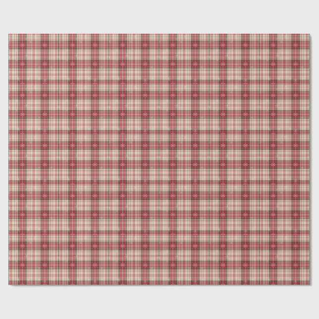 Papier Cadeau Classic Holiday Tartan Wrapping Paper with Snow (Plat)