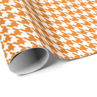 Papier Cadeau Classic Orange and White Houndstooth Pattern