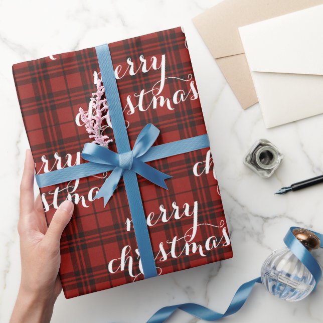 Papier Cadeau Classic Plaid Merry Christmas Festive -  (Cadeaux)