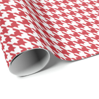 Papier Cadeau Classic Red and White Houndstooth Pattern