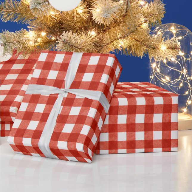 Papier Cadeau Classic Red Gingham Plaid Christmas (Vacances)