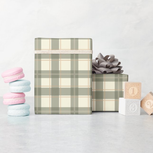 Papier Cadeau Classic Sage Tartan Wrapping Paper (Baby Shower)