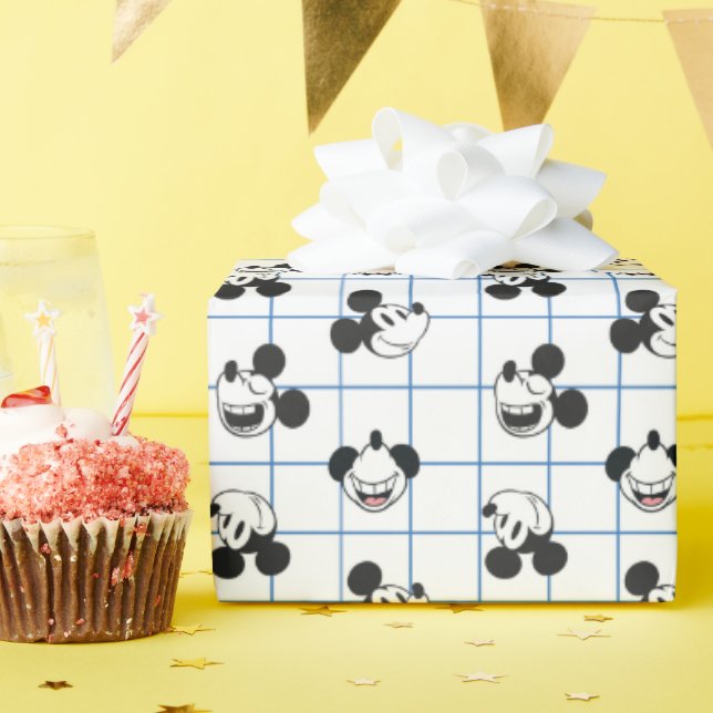 Papier Cadeau Classic Smiling Mickey Mouse Grid Pattern (Fête d'anniversaire)