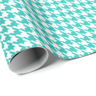 Papier Cadeau Classic Turquoise and White Houndstooth Pattern