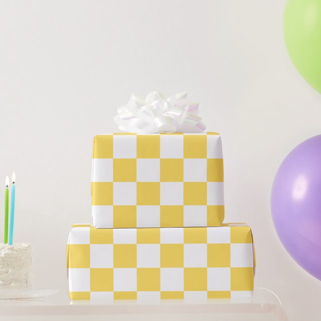 Papier Cadeau Classic visual yellow checkerboard  (Créateur téléchargé)