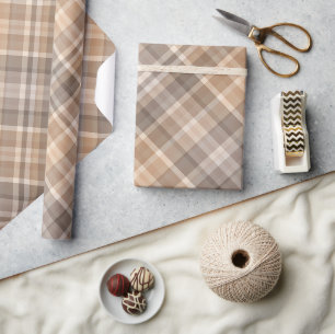 Papier Cadeau Classique Beige Tan Taupe Brown En vichy