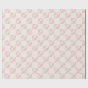 Papier cadeau classique rose et crème à carreaux d
