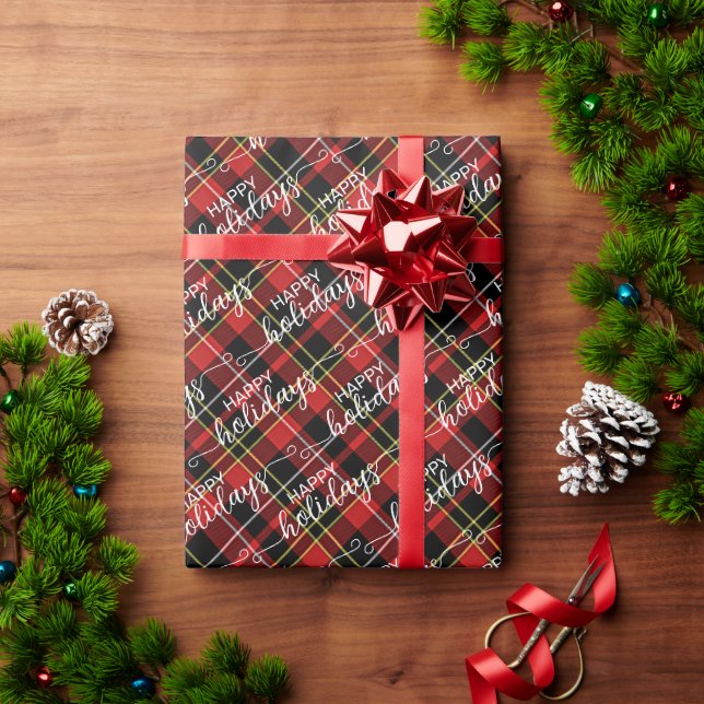 Papier Cadeau Classique Rouge Noir Jaune Blanc Plaid (Cadeau de vacances)