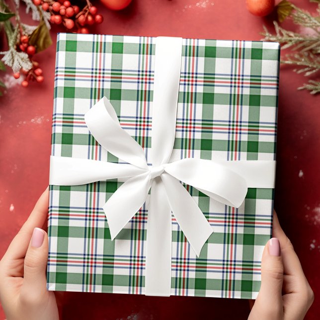 Papier Cadeau Classique Rouge Vert Bleu Blanc En vichy (Créateur téléchargé)