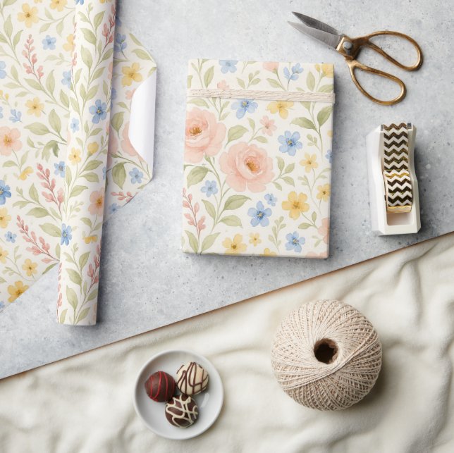Papier Cadeau Classy Shabby Chic Floral Motif (Artisanat)