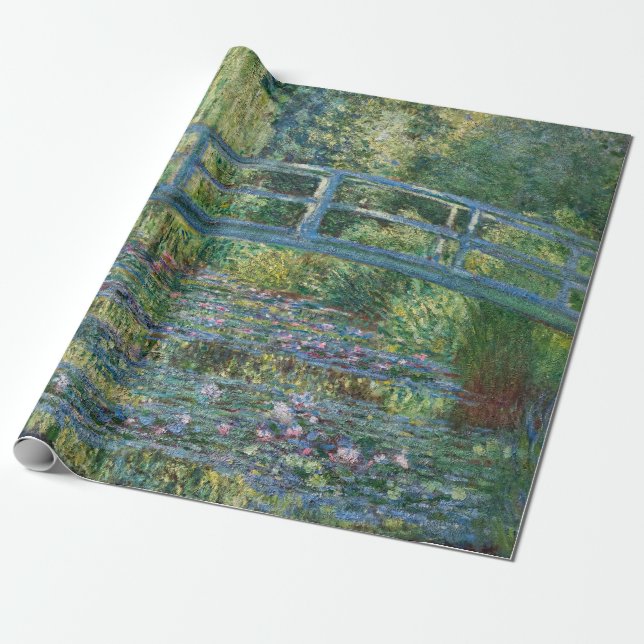 Papier Cadeau Claude Monet - Eau Lily étang, Harmonie verte (Déroulé)