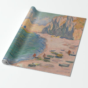 Papier Cadeau Claude Monet - Etretat : Plage et Falaise d'Amont
