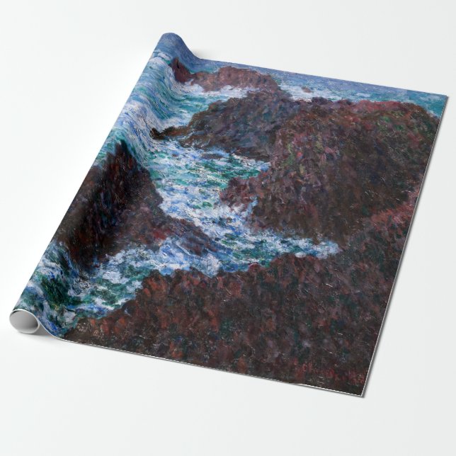Papier Cadeau Claude Monet - Les Rochers à Belle-Ile, Côte sauva (Déroulé)