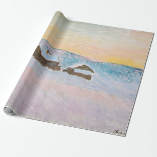 Papier Cadeau Claude Monet - Norvège Paysage, Maisons Bleues