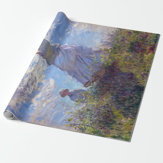 Papier Cadeau Claude Monet : Une femme avec un parasol (Déroulé)