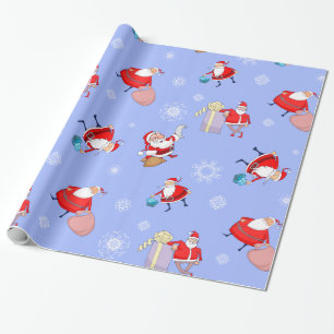 Papier Cadeau Clause du Père Noël mignon avec cadeaux Emballage