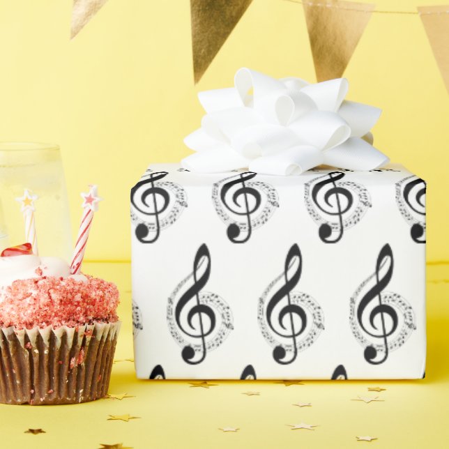 Papier Cadeau Clé de disque sur blanc (Fête d'anniversaire)