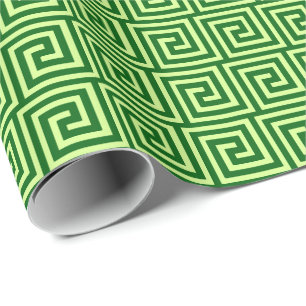 Papier Cadeau Clé grecque, vert vert et chaux