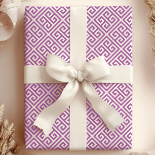 Papier Cadeau Clé jaune et blanc Maze clé grecque
