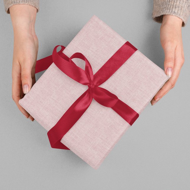 Papier Cadeau Clean Minimal Beige Linen Mimic Fabric Effect Pink (Créateur téléchargé)