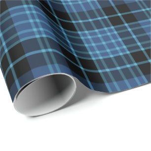 Papier Cadeau Clergé écossais Tartan bleu et noir plaid