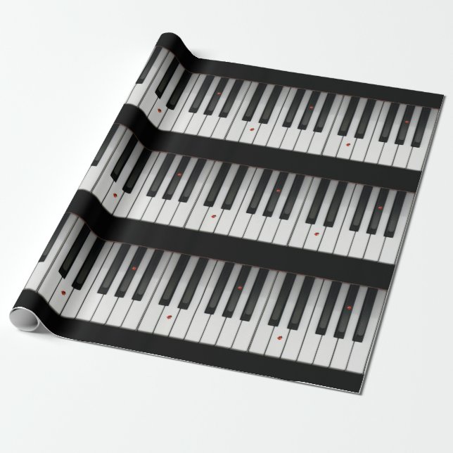 Papier Cadeau Clés de piano avec des coccinelles (Déroulé)