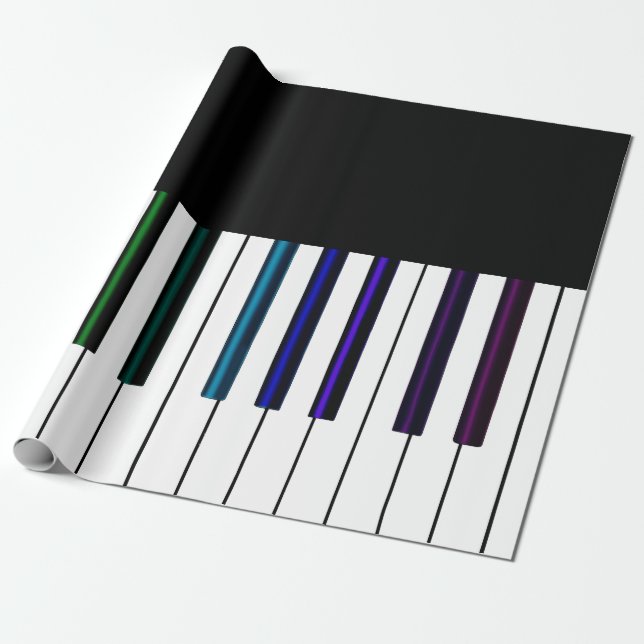 Papier Cadeau Clés psychédéliques foncées fraîches de piano (Déroulé)