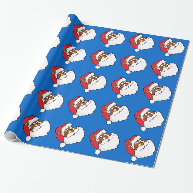 Papier Cadeau Cligner de l'oeil Père Noël noir gardant des (Déroulé)